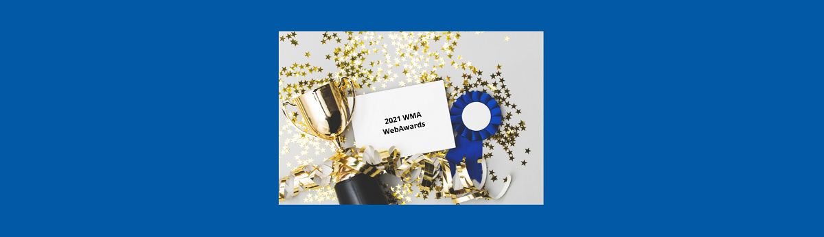 Trophy with placard in center-2021 WMA WebAwards for Web Marketing | VIEWS Digital Marketing